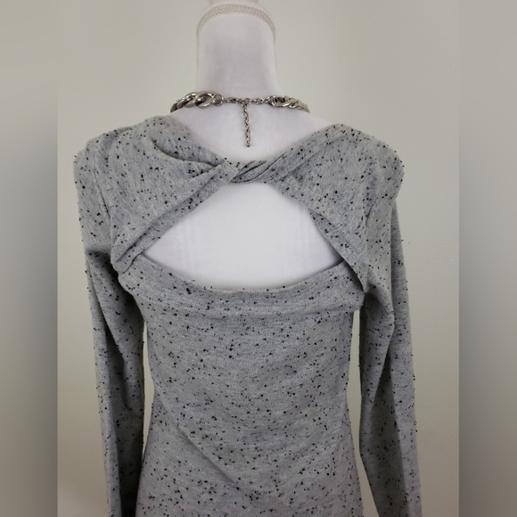 LOFT~Size S~Gray Knit Keyhole Back Sweater Dress Long Sleeve. - Picture 4 of 10